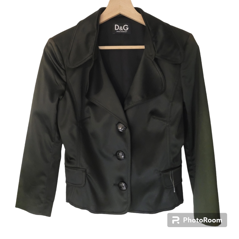 Dolce & Gabbana D&G  Evening Classic Blazer Black Size XS Petite 42 Flawed*